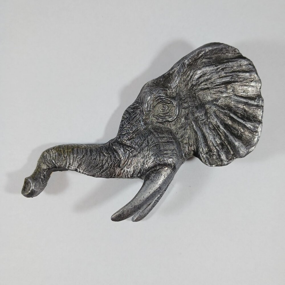 Vintage Paperweight Elephant Silver Metal Home Decor